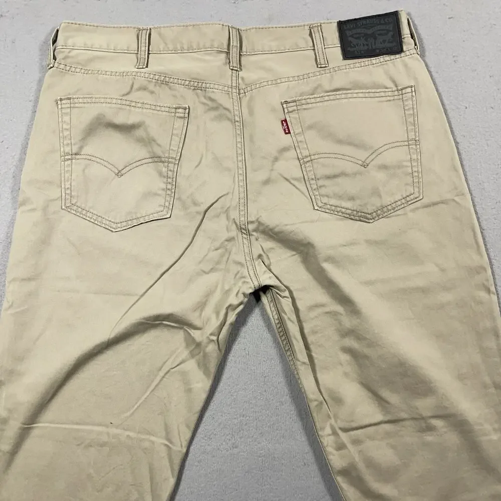 Levi’s 514 Straight Fit Pants Men 38x30 Khaki Stretch Twill‎ Jeans Tag 38x32